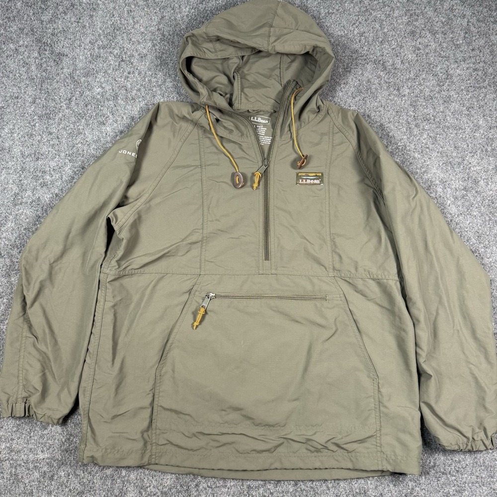L.L. Bean Mountain Classic Anorak Jacket Womens Large Regular Olive Green Hooded